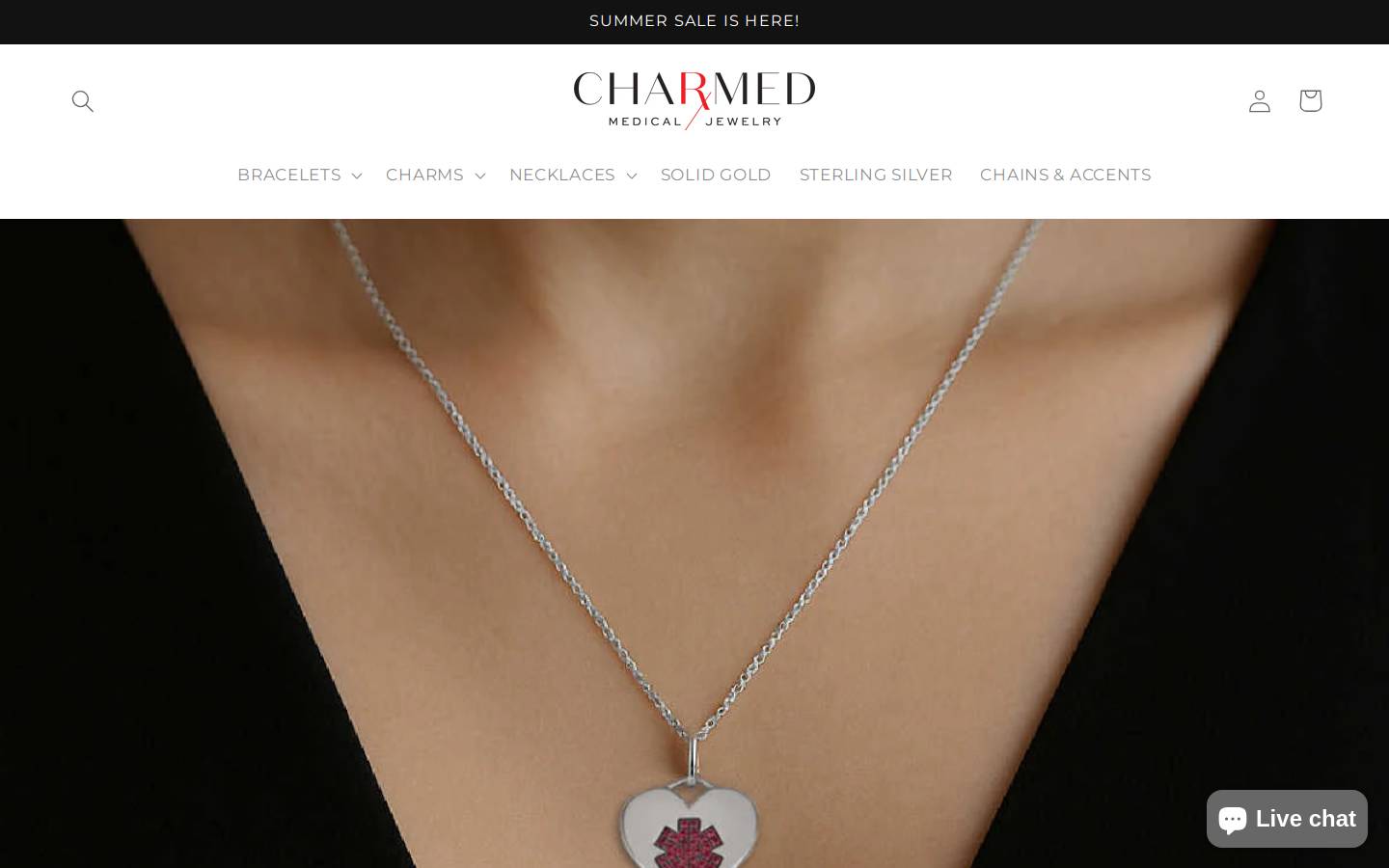 charmedmedicaljewelry.com homepage screenshot
