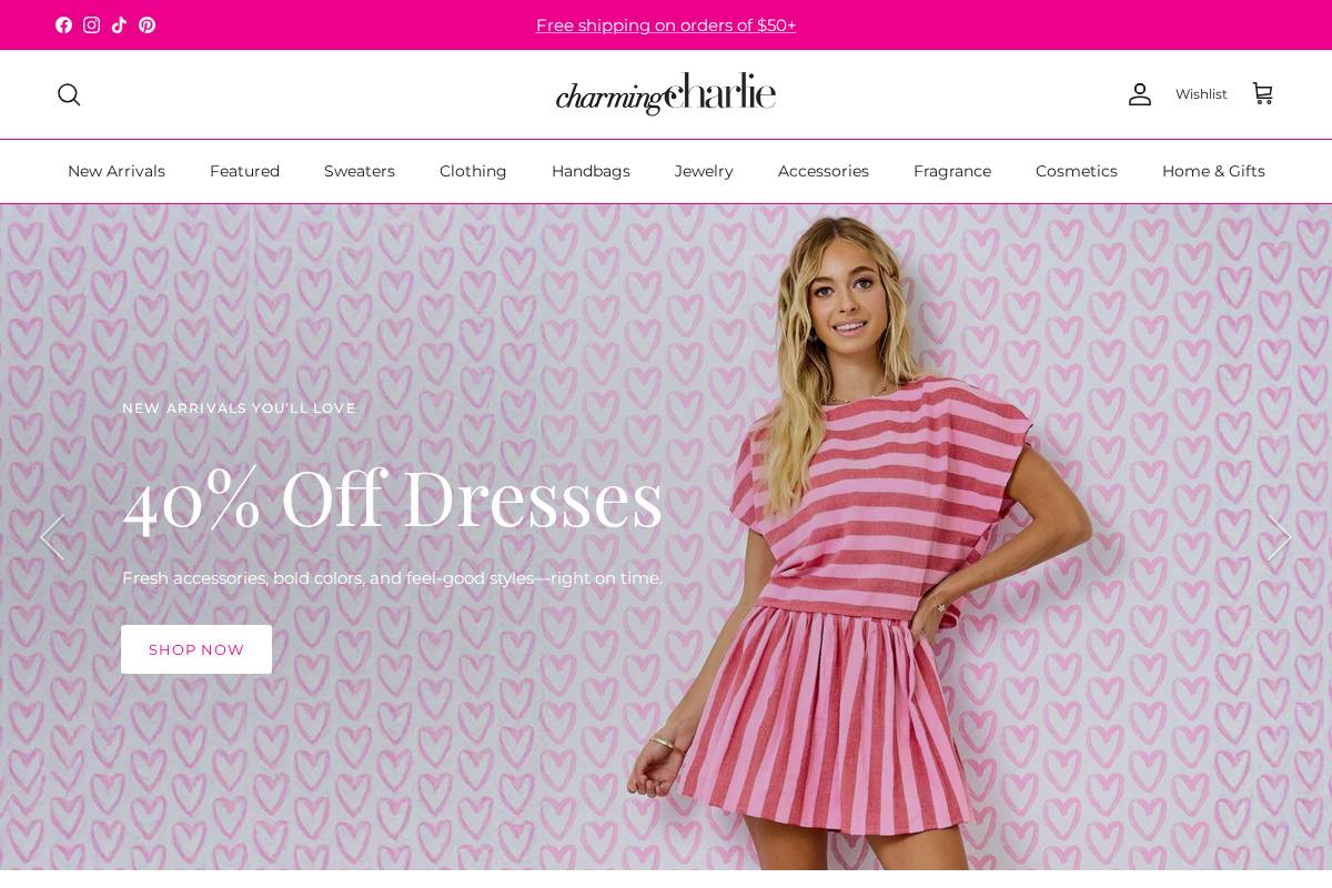 Charming Charlie homepage screenshot