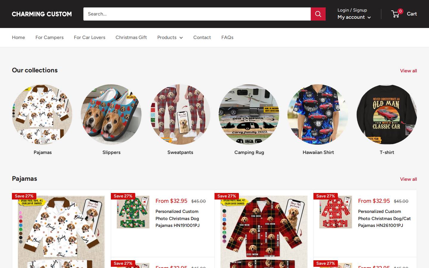 charmingcustom.com homepage screenshot
