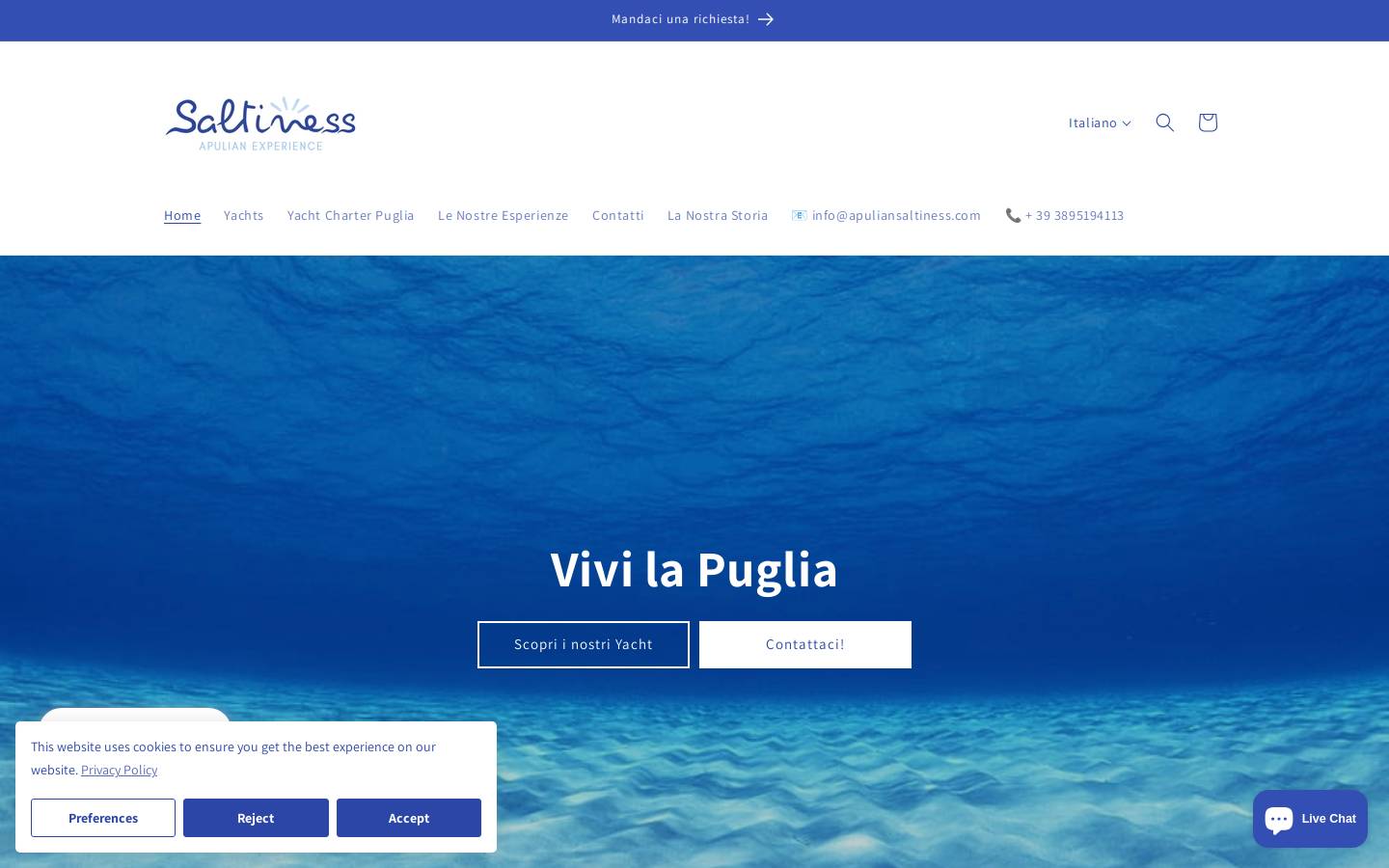 charterpuglia.com homepage screenshot