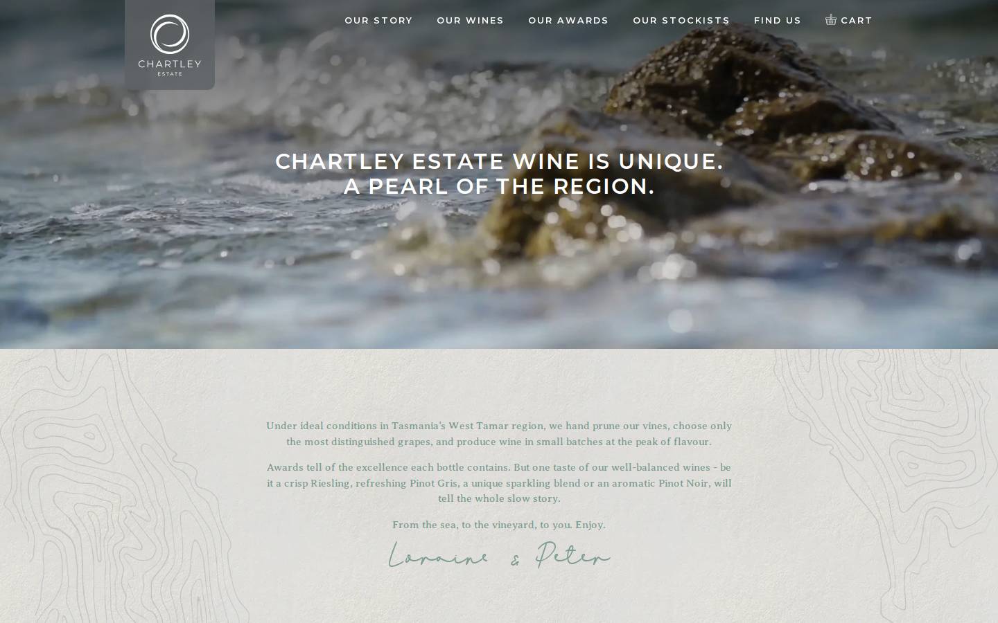 chartleyestatevineyard.com.au homepage screenshot