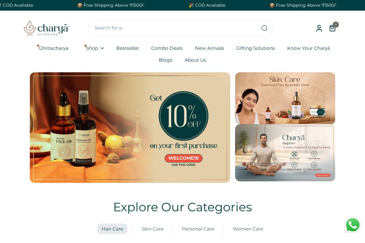 charyaayurveda.com homepage screenshot