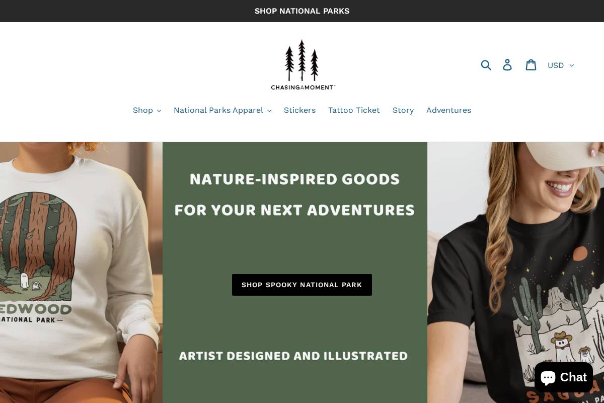 chasingamoment.com homepage screenshot