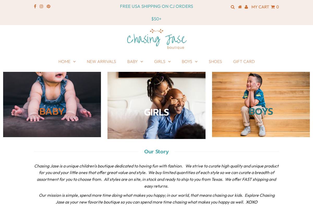 Chasing Jase Boutique homepage screenshot