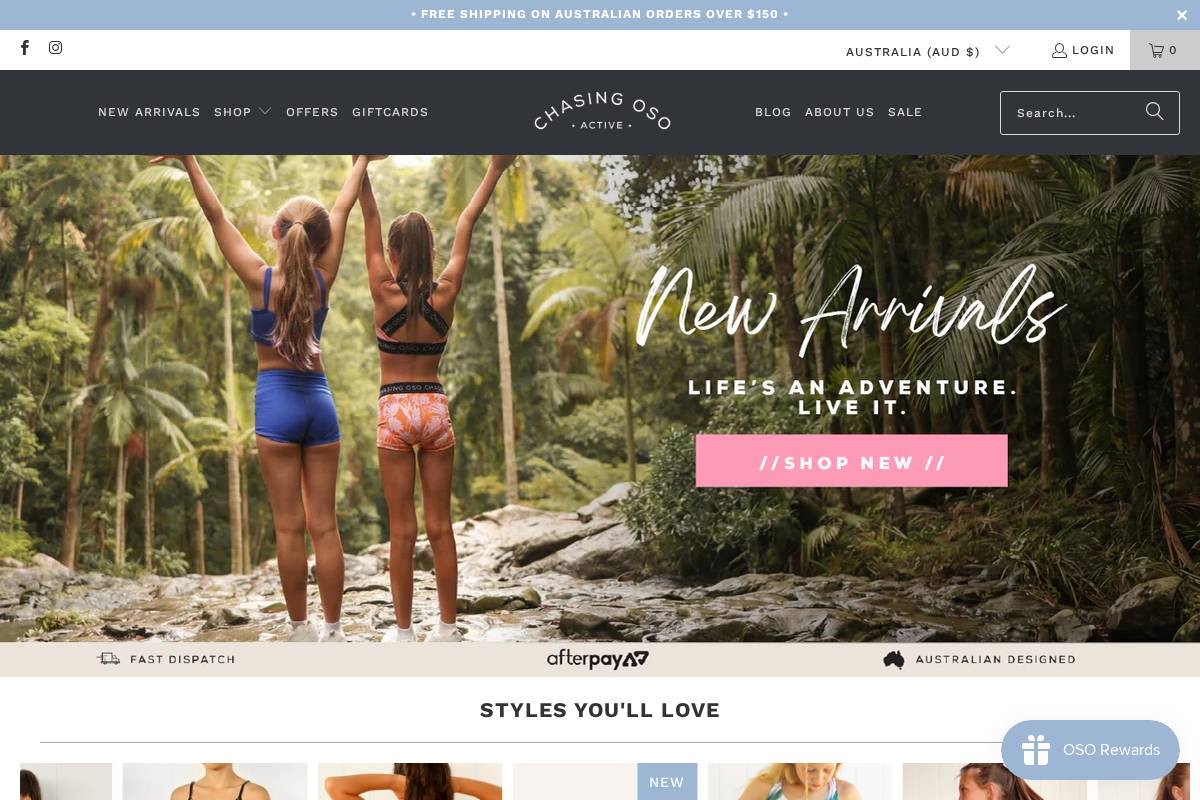 chasingoso.com.au homepage screenshot