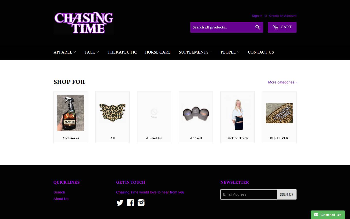 chasingtimehorses.com homepage screenshot