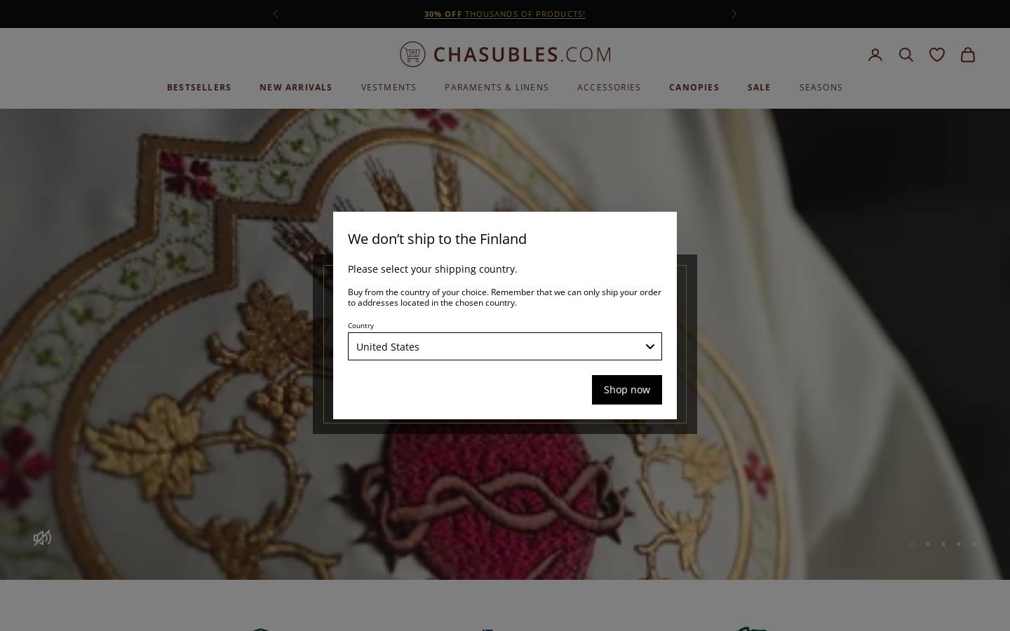 chasubles.com homepage screenshot