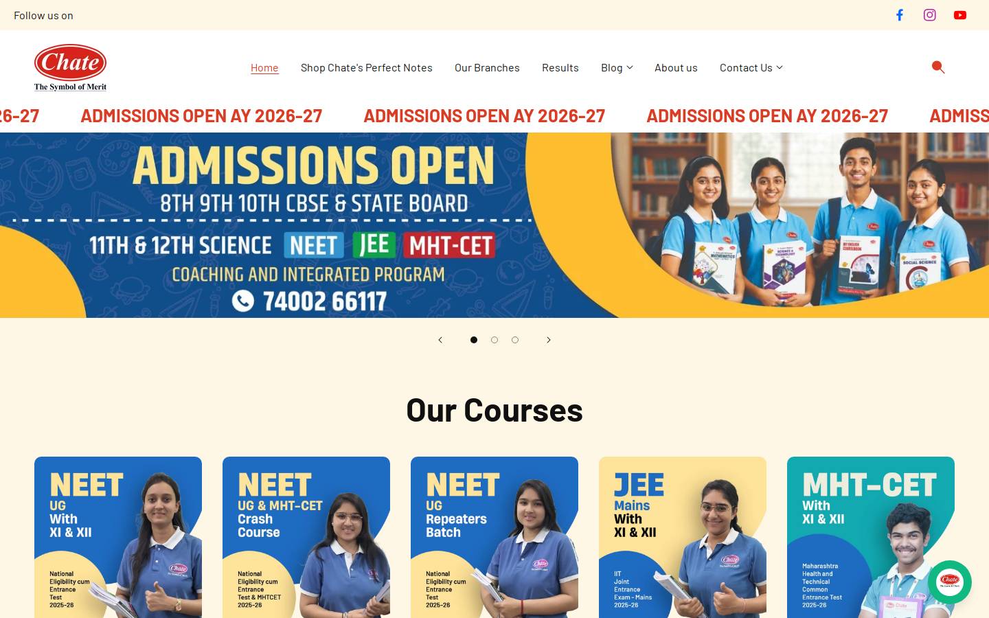 chatecoachingclasses.co homepage screenshot