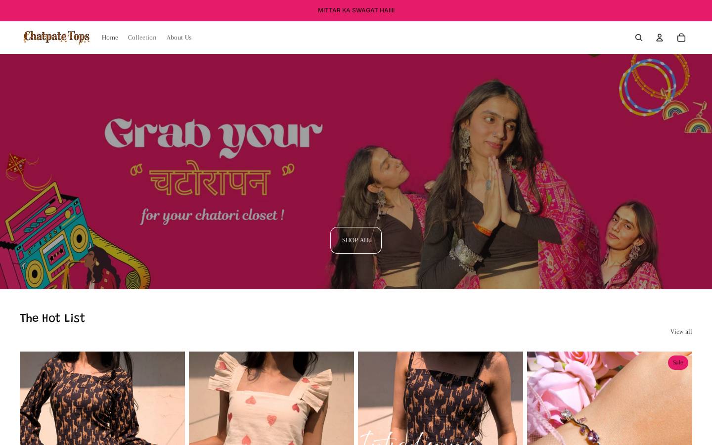 chatpatetops.com homepage screenshot