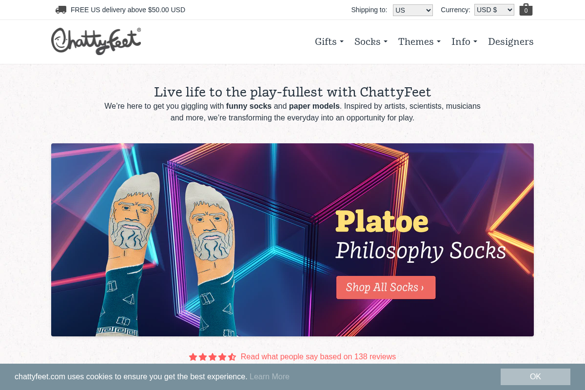 ChattyFeet Socks homepage screenshot