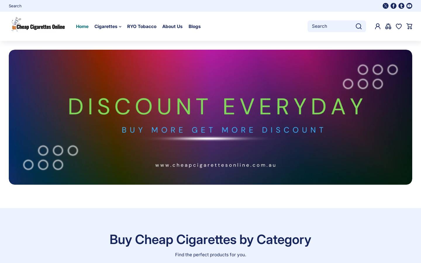 Cheapcigarettesonline homepage screenshot