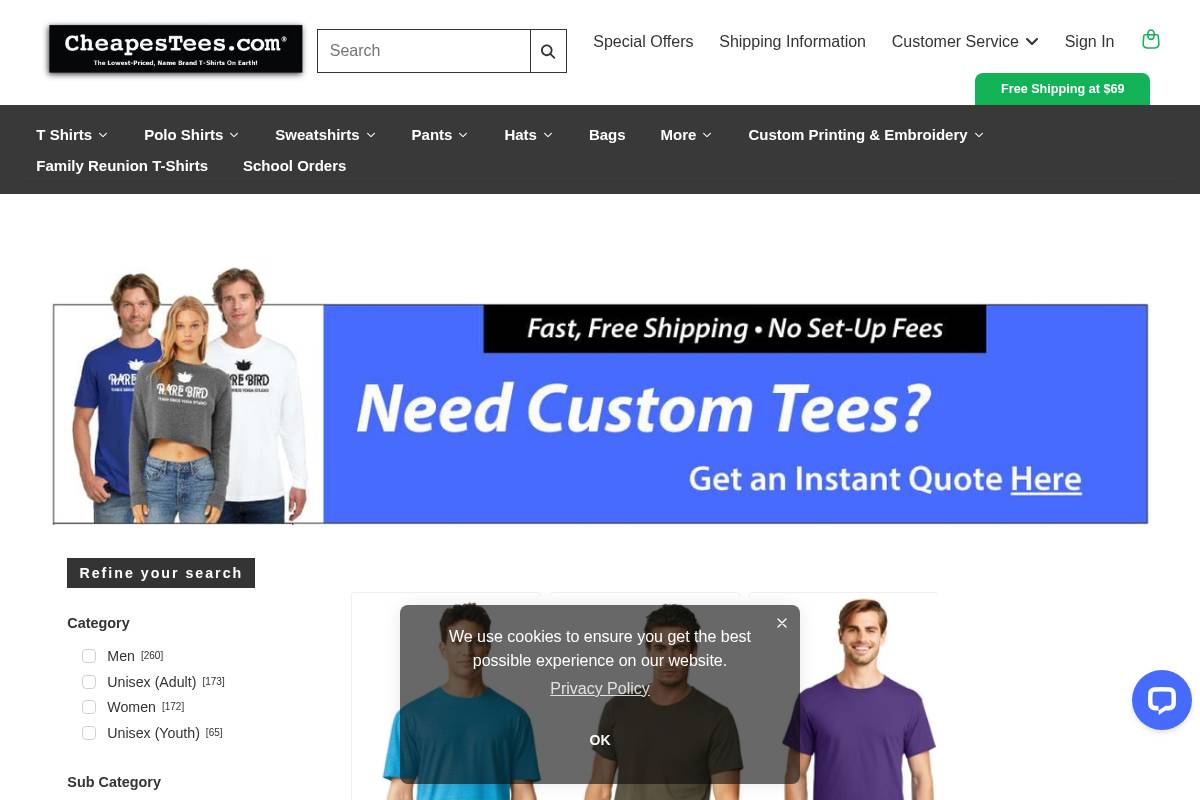 CheapesTees.com homepage screenshot