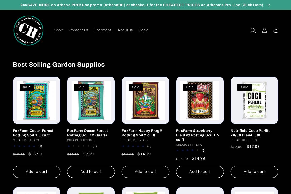 cheapesthydro.com homepage screenshot