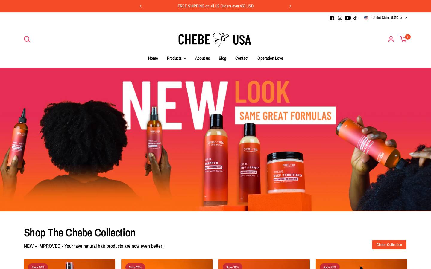 chebeusa.com homepage screenshot