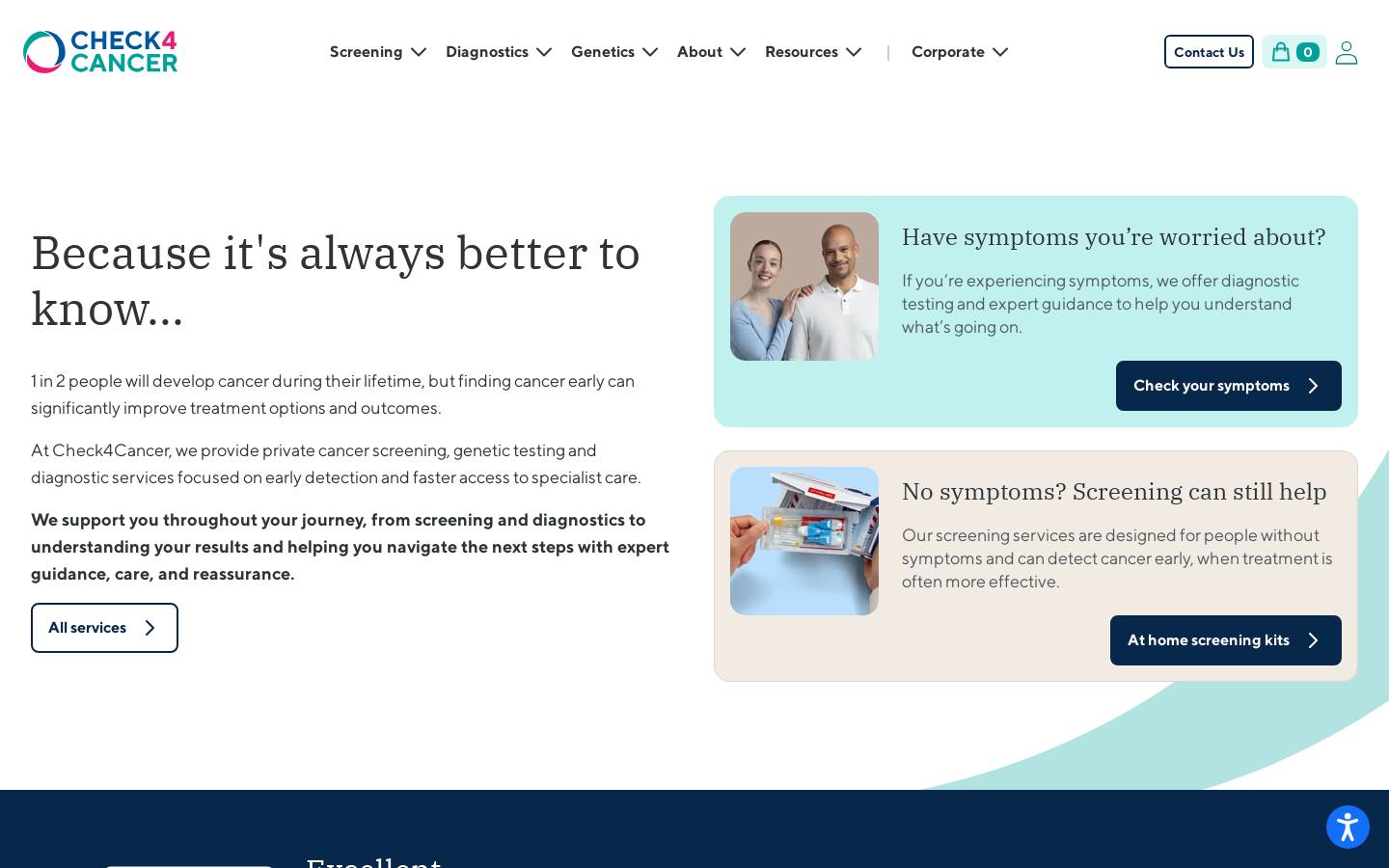 Check4Cancer homepage screenshot
