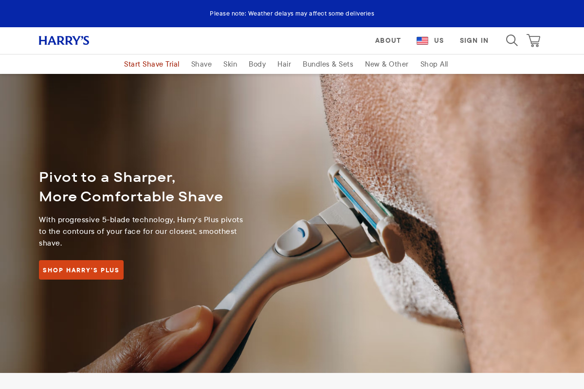 Harry's homepage screenshot