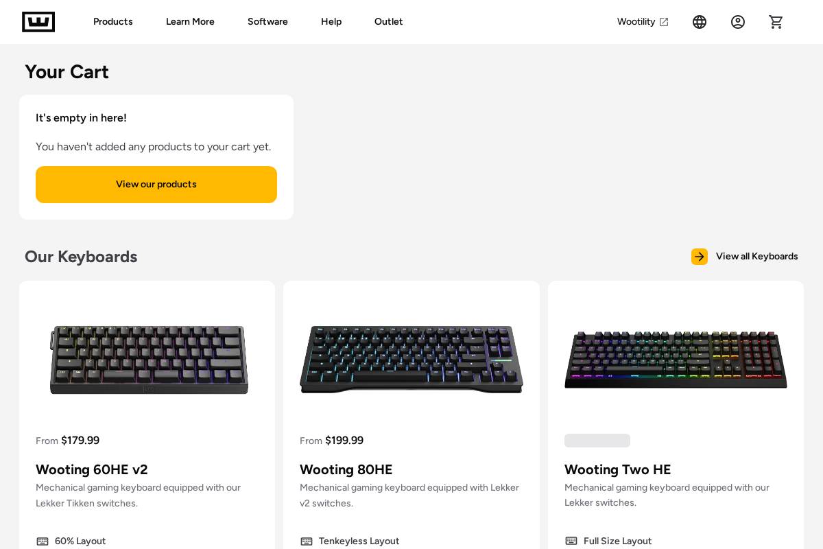 checkout-row.wooting.io homepage screenshot
