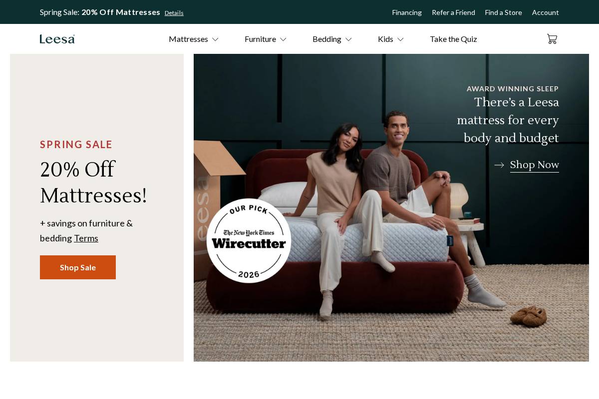 checkout.leesa.com homepage screenshot