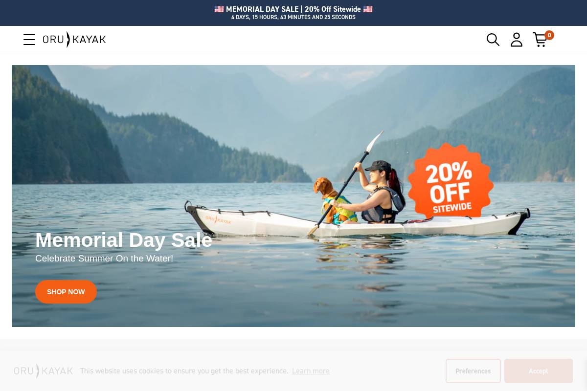 checkout.orukayak.com homepage screenshot