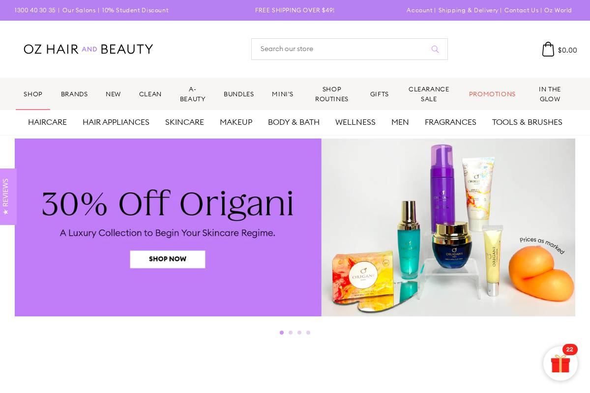 checkout.ozhairandbeauty.com homepage screenshot
