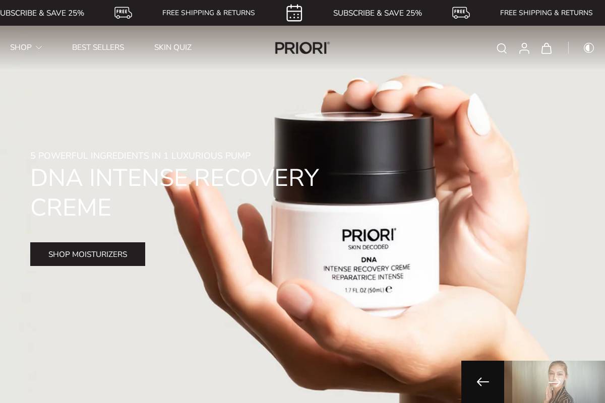 checkout.prioriskincare.com homepage screenshot