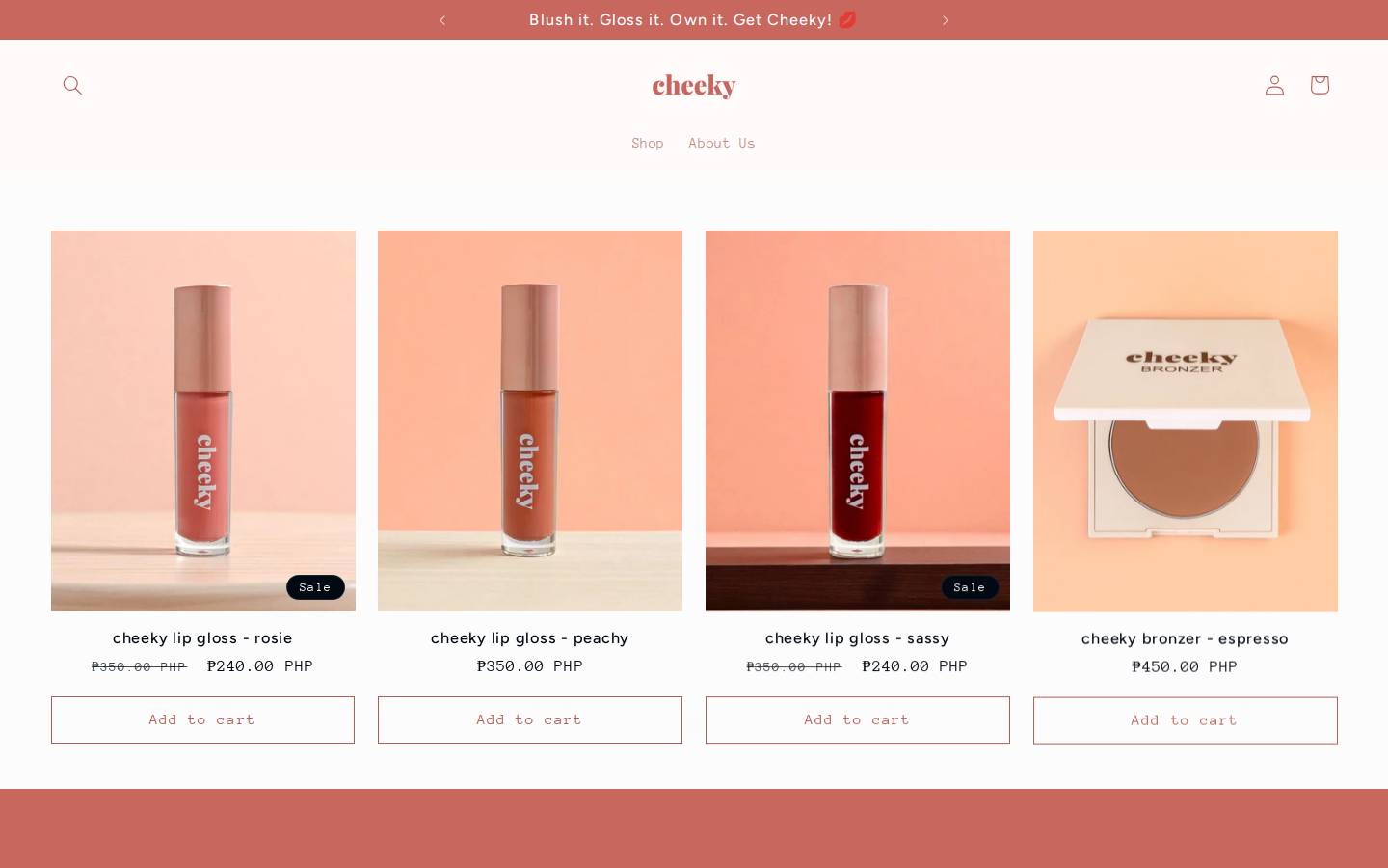 cheeky-cosmetics.com homepage screenshot