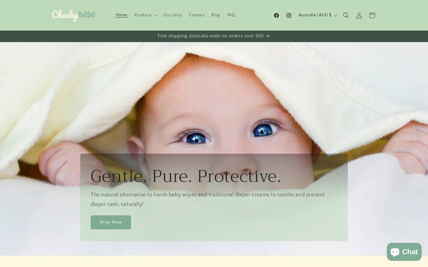 cheekybebe.com.au homepage screenshot