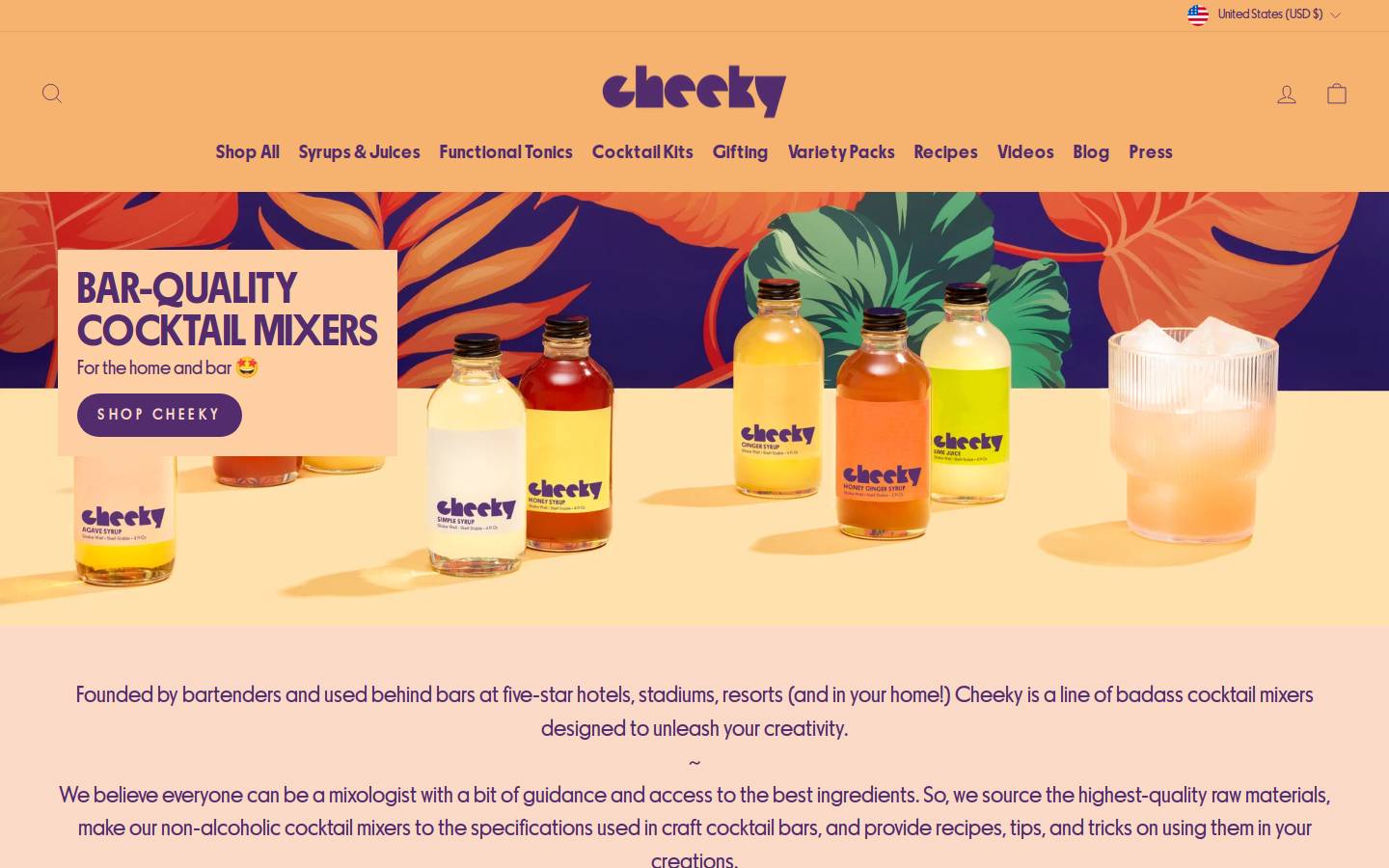 cheekycocktails.co homepage screenshot