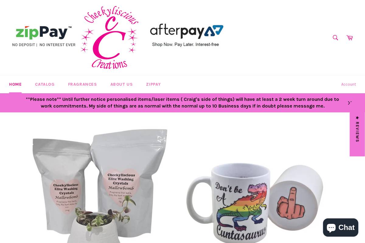 cheekyliscious.com.au homepage screenshot