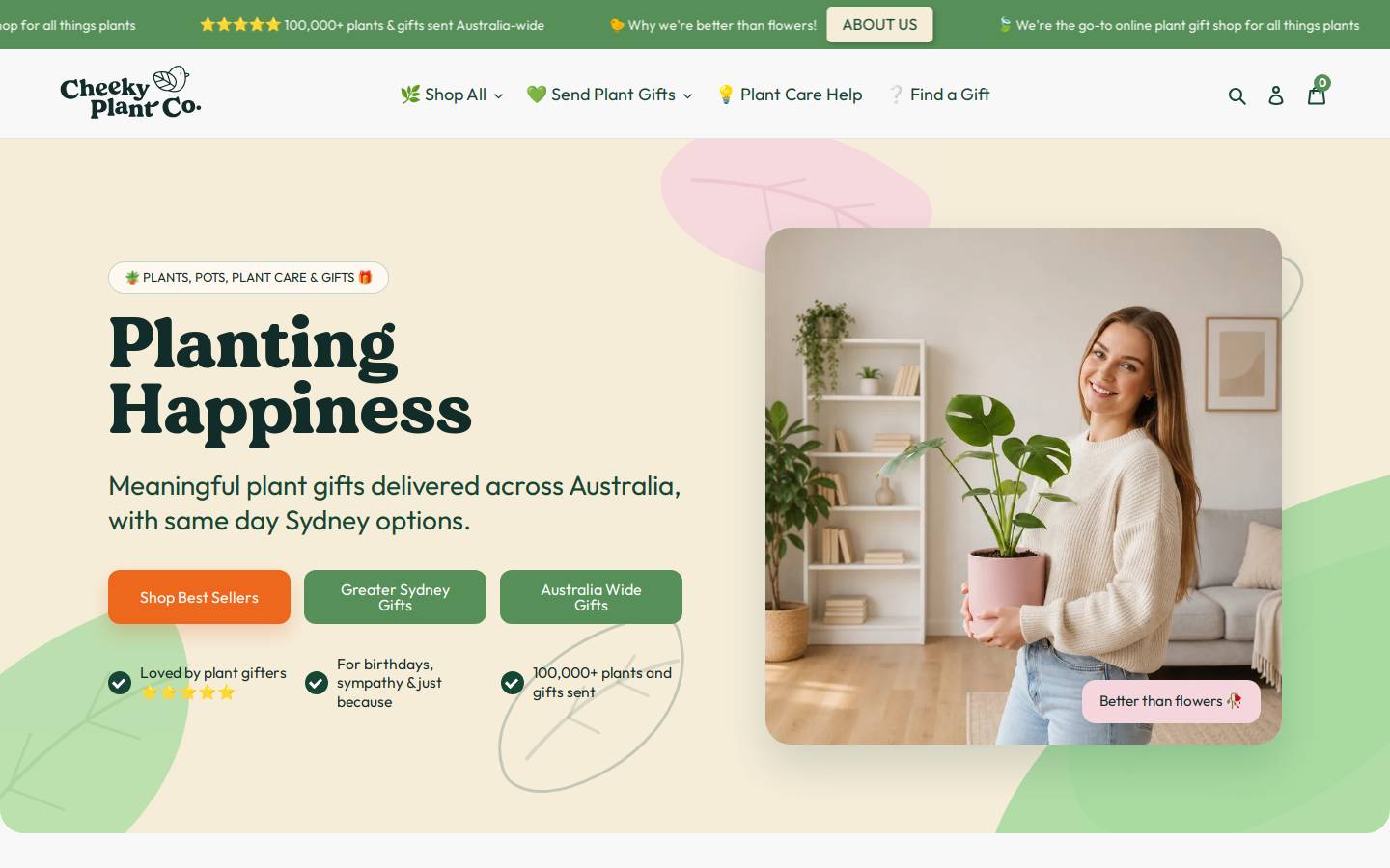 Cheekyplantco homepage screenshot