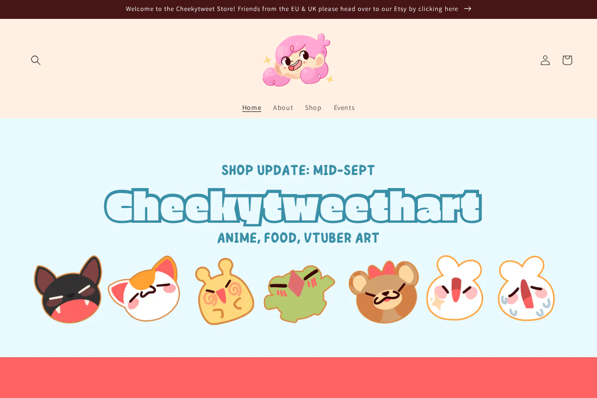Cheekytweethart homepage screenshot
