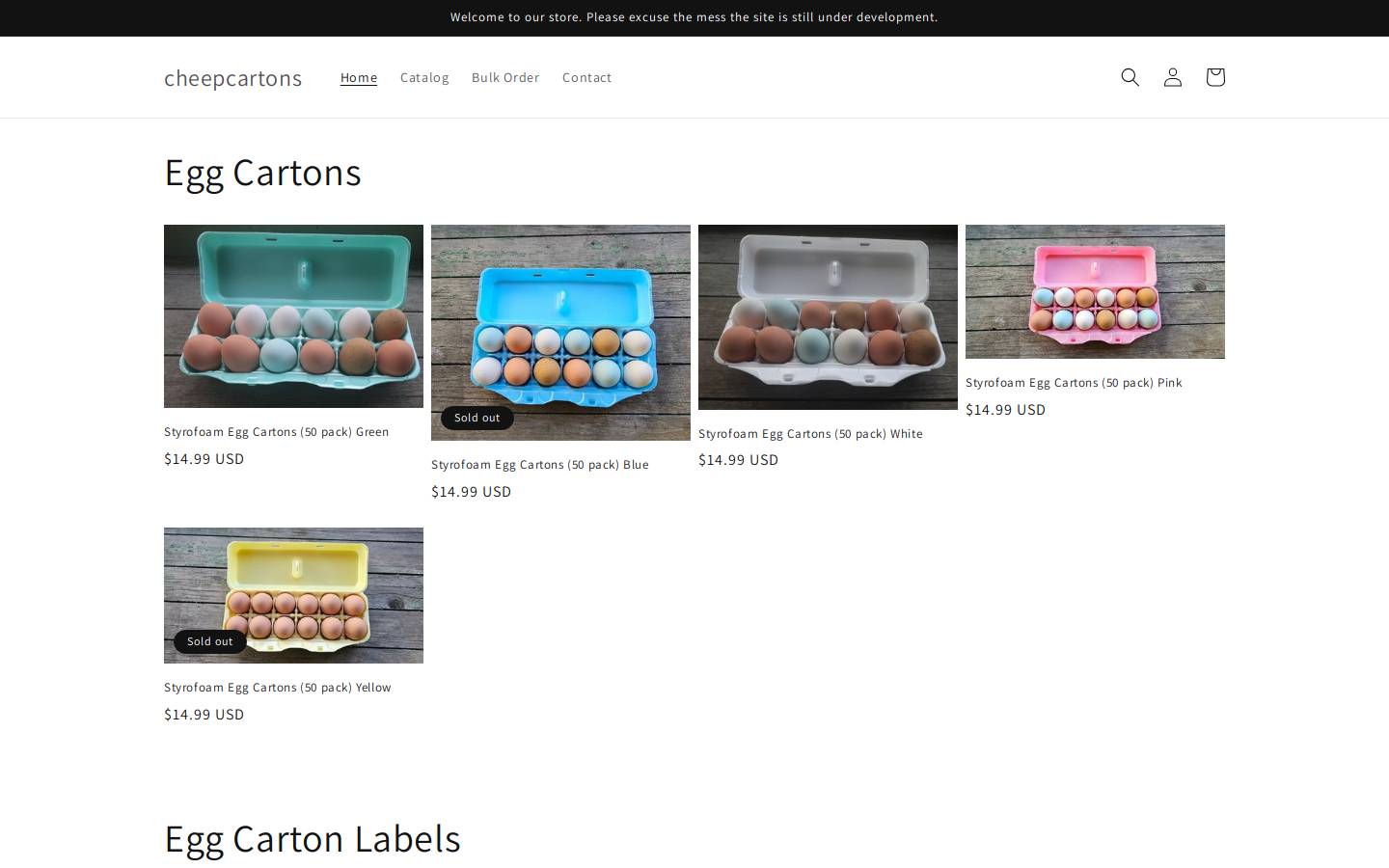 cheepcartons.com homepage screenshot