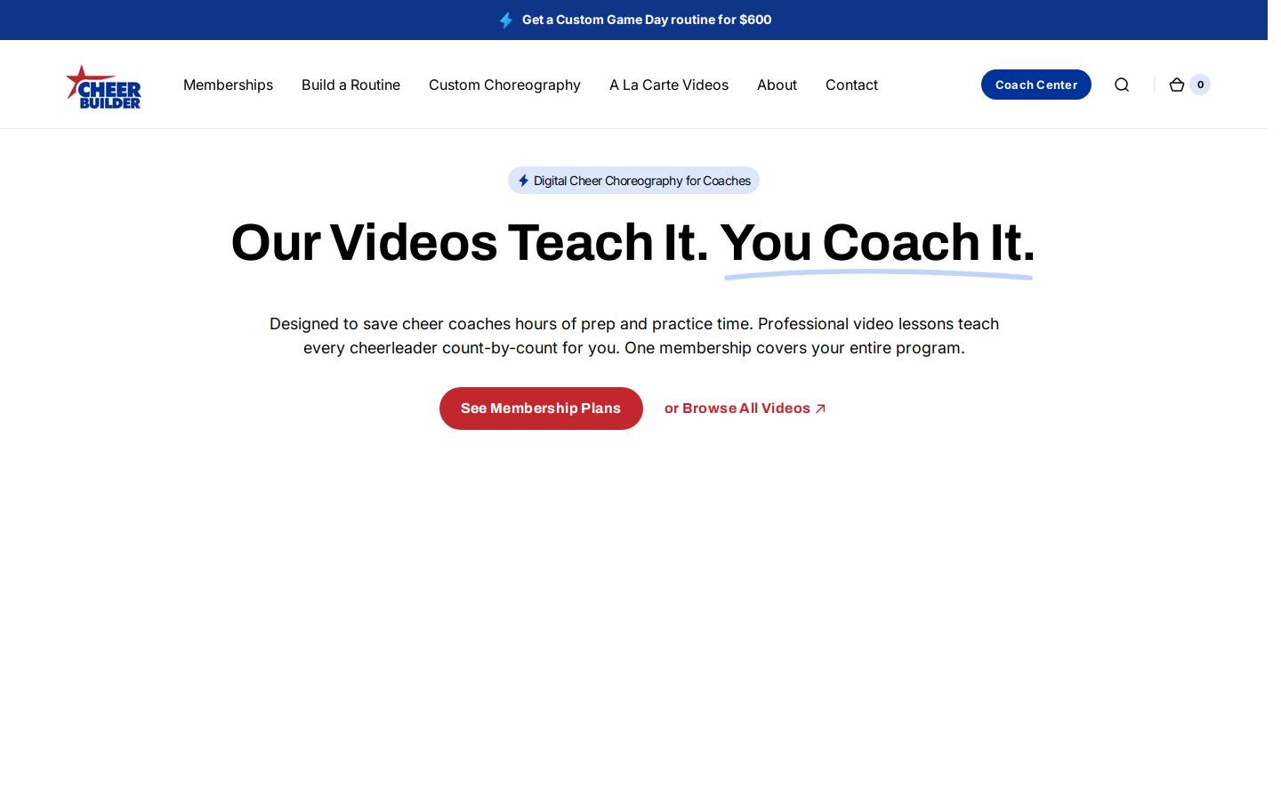 cheerbuilder.com homepage screenshot