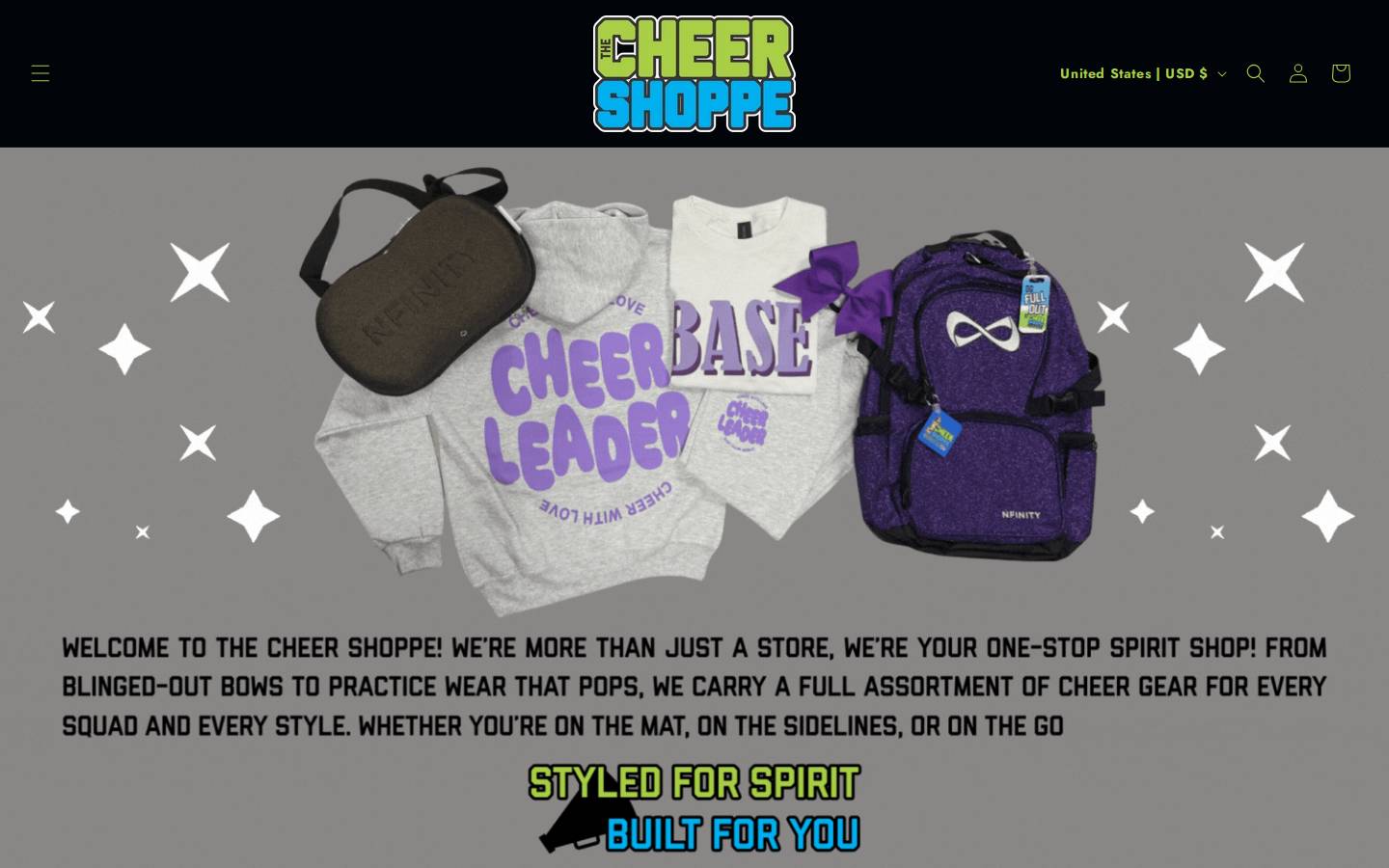 cheershoppe.com homepage screenshot