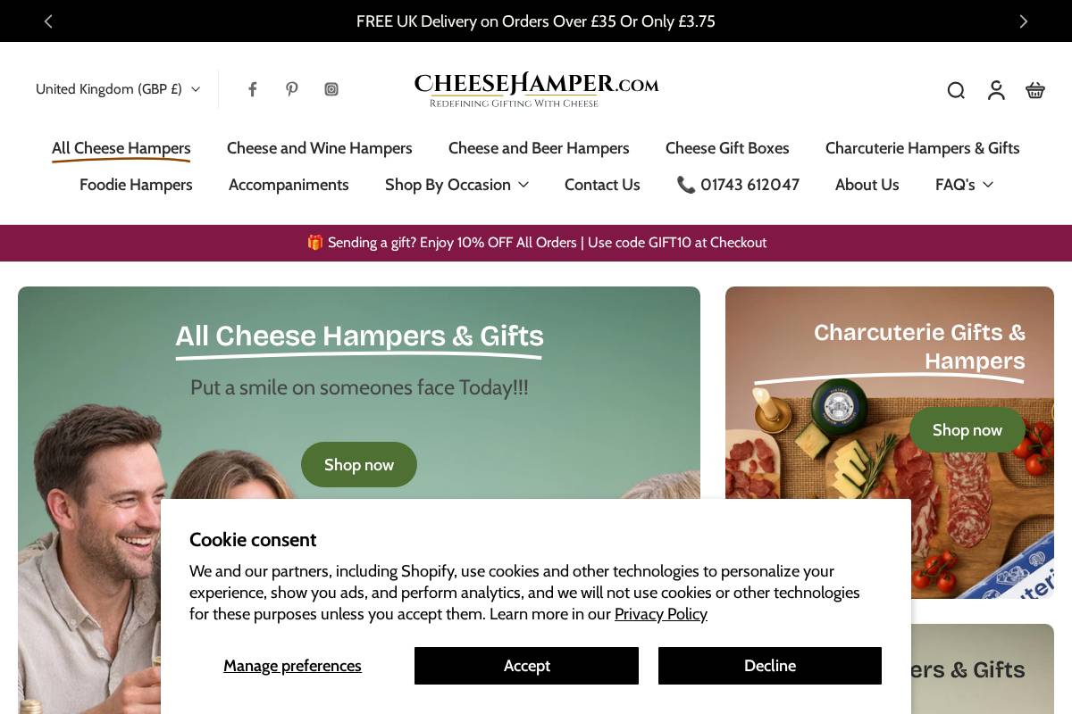 Cheesehamper homepage screenshot