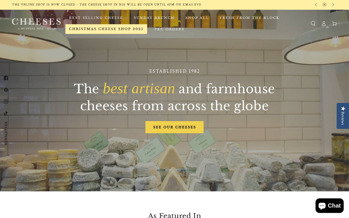 Cheeses Muswell Hill homepage screenshot