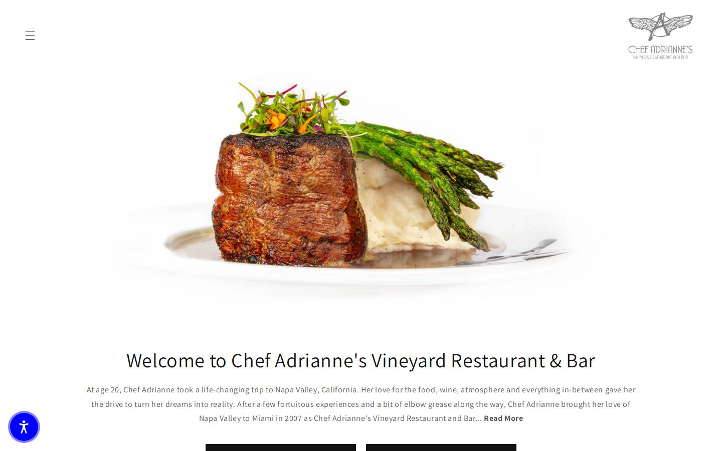 chefadriannes.com homepage screenshot