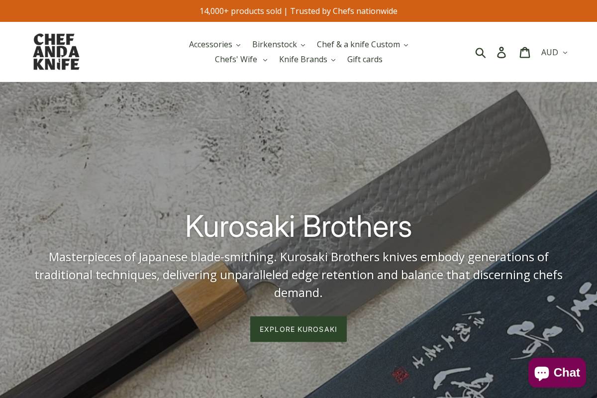 Chef & a knife homepage screenshot