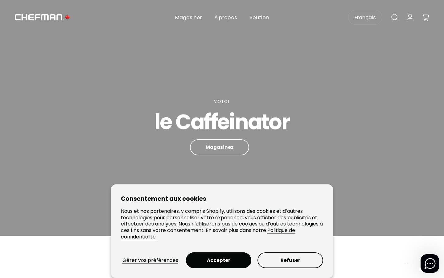 Chefman homepage screenshot