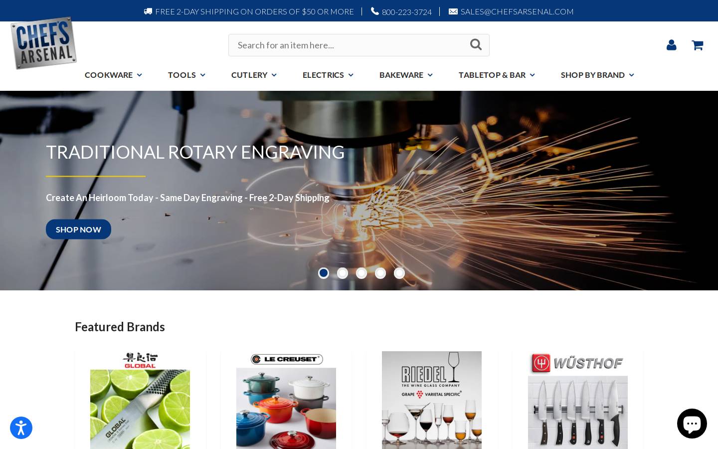 Chefs Arsenal homepage screenshot