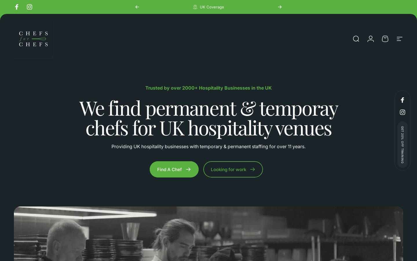 Chefs for Chefs homepage screenshot