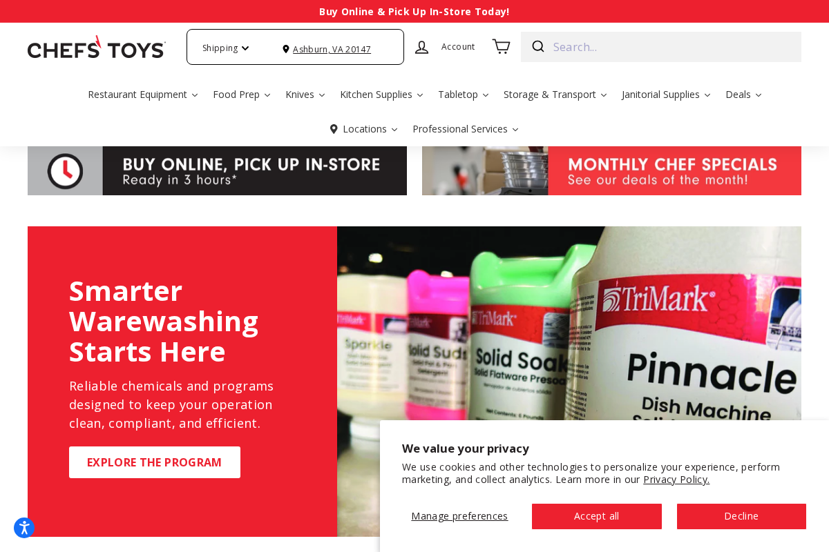 Chefs' Toys homepage screenshot