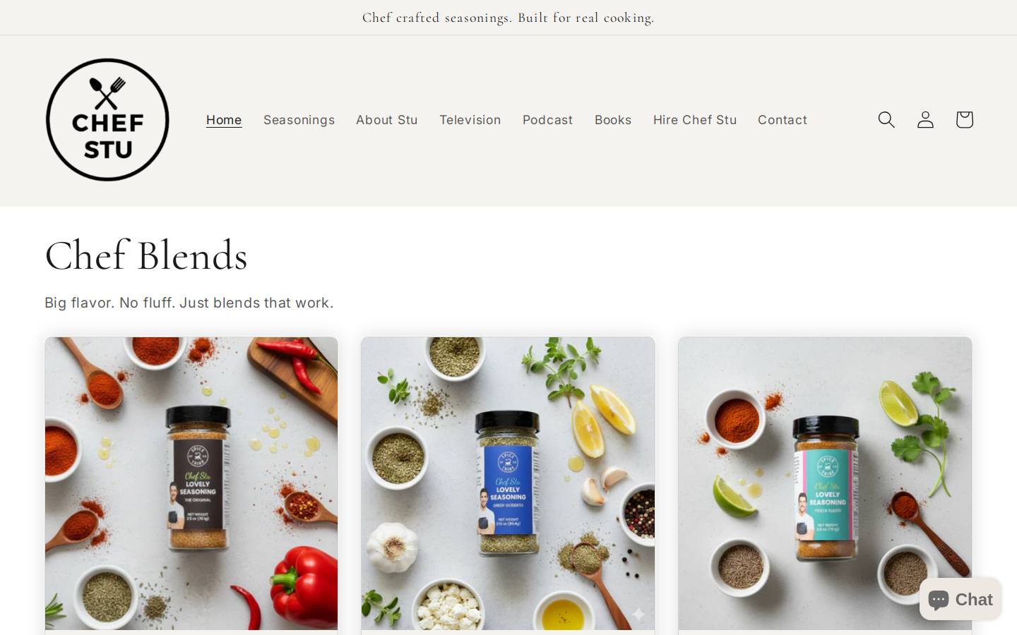 chefstuart.com homepage screenshot