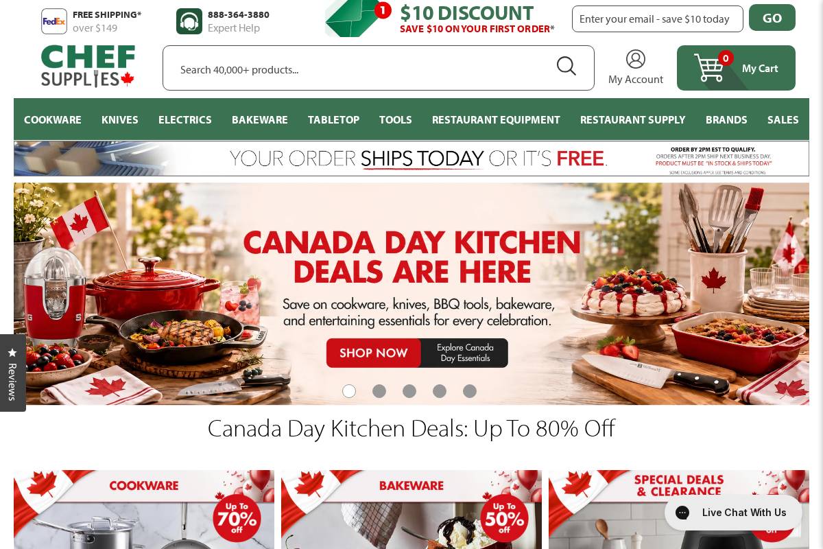 chefsupplies.ca homepage screenshot
