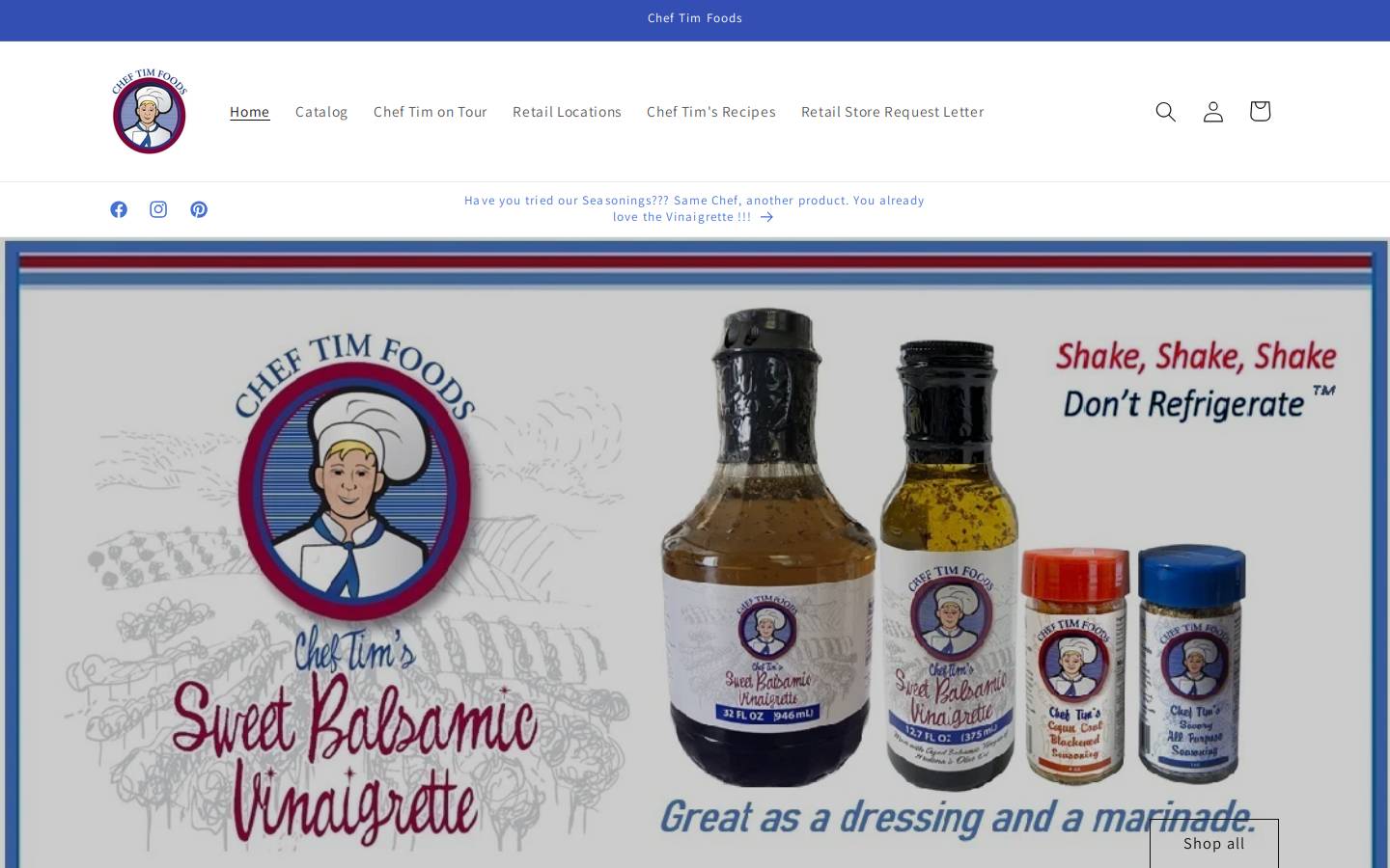 cheftimfoods.com homepage screenshot