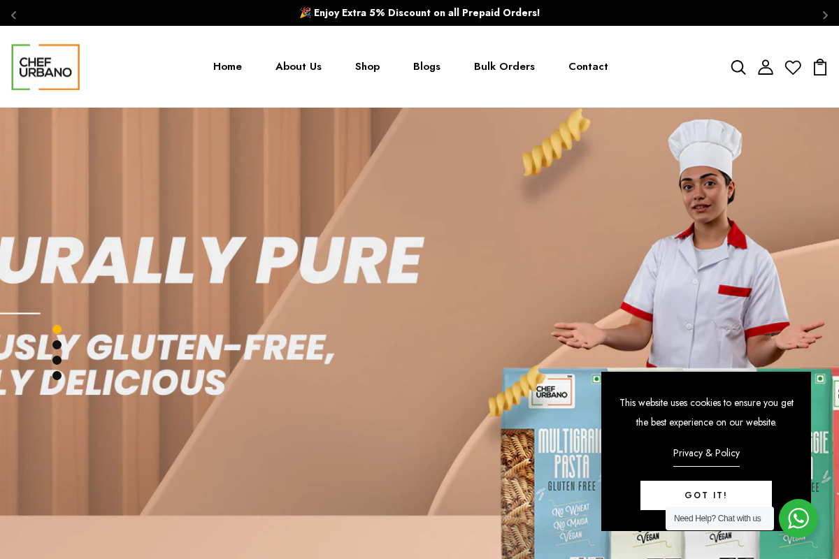 Chef Urbano homepage screenshot