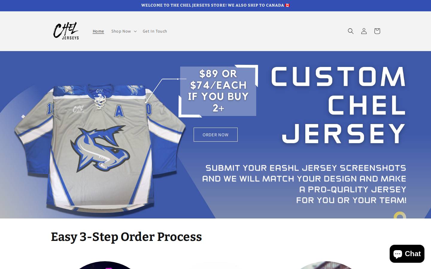 cheljerseys.com homepage screenshot