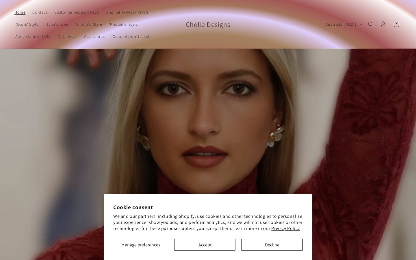 chelledesigns.com.au homepage screenshot