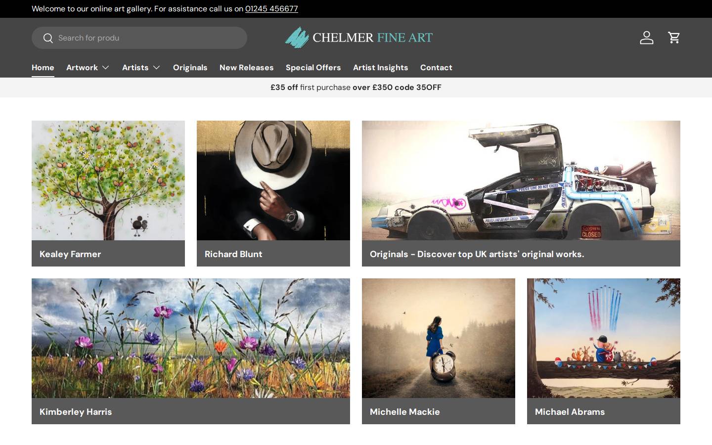 Chelmer Fine Art homepage screenshot