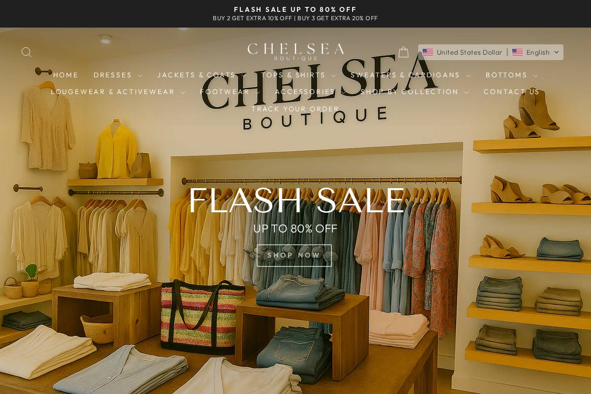 Chelsea Boutique homepage screenshot